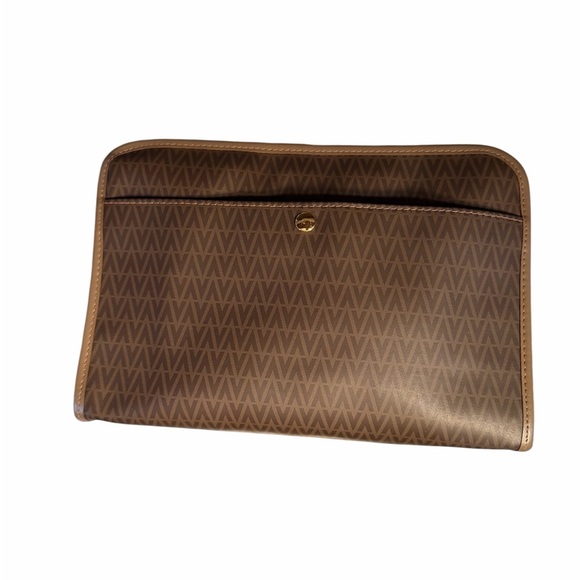 Vintage 80’s Mario Valentino Brown Monogram Clutch Bag with Original Tags - Picture 3 of 10